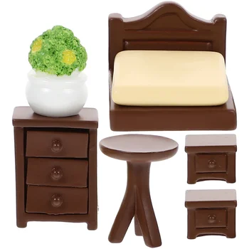 1 סט מיניאטורי רהיטים דגם מיניאטורי המיטה זעיר המיטה ארון מיניאטורי ארון קטן סיר מיני שולחן הבית.